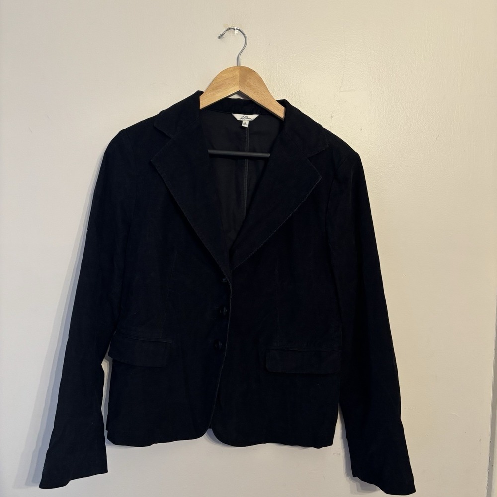 L.L. Bean‎ Women's Black Corduroy Blazer Jacket Pockets Size 8